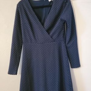 Loft v-neck dress with small polka dots